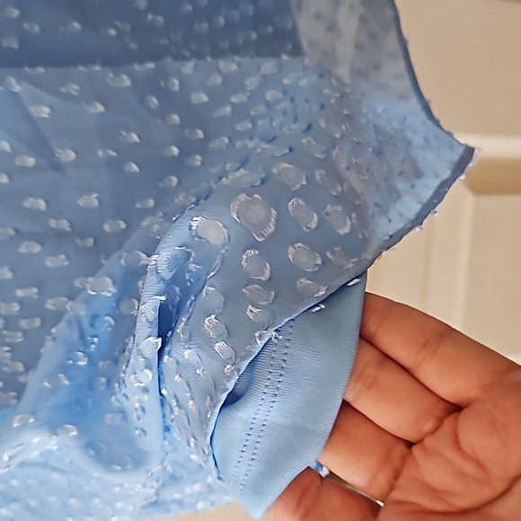 DKNY,NWT, Women's Pleated Front Cinch Sleeve Flowy Dress,Size 4,Zelda Blue - Picture 7 of 12